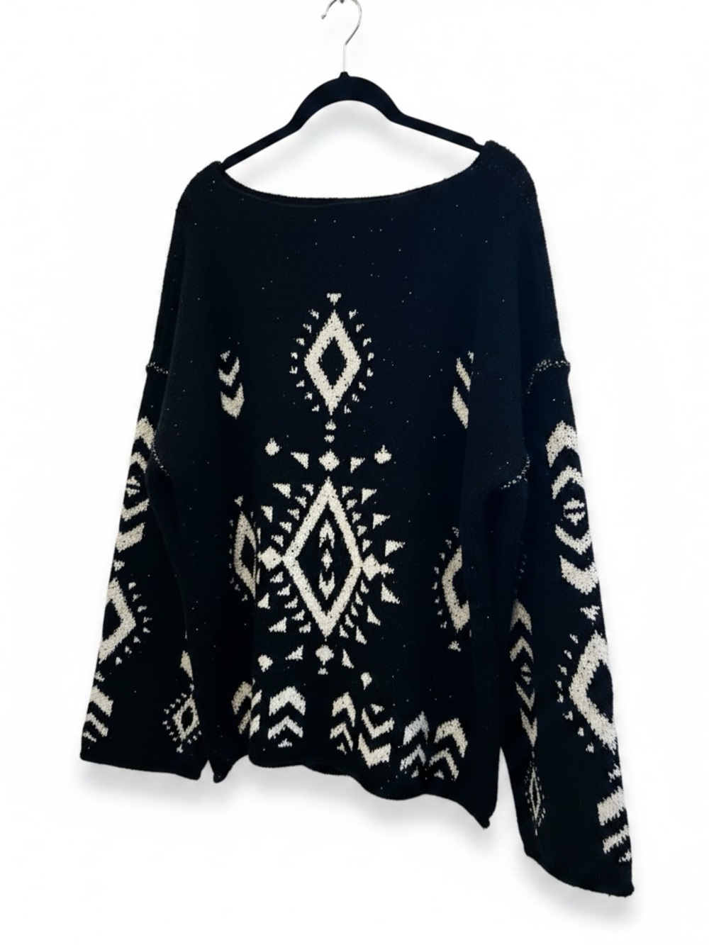 Bibi Black and White Fuzzy Cozy Oversized Sweater XL